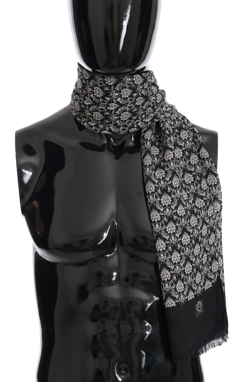 Gray Cashmere Floral Scarf