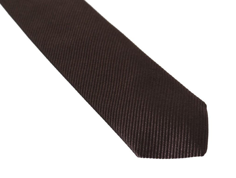 Brown Silk Striped Slim Tie