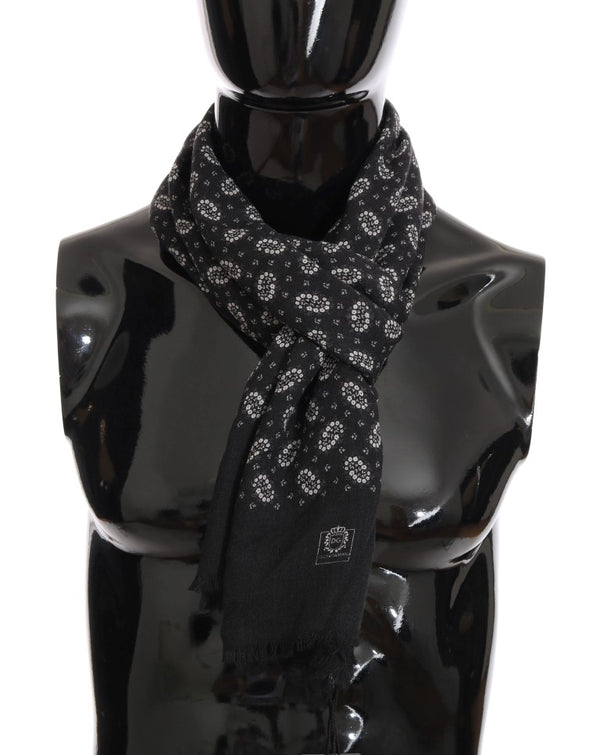 Gray Cashmere Floral Scarf