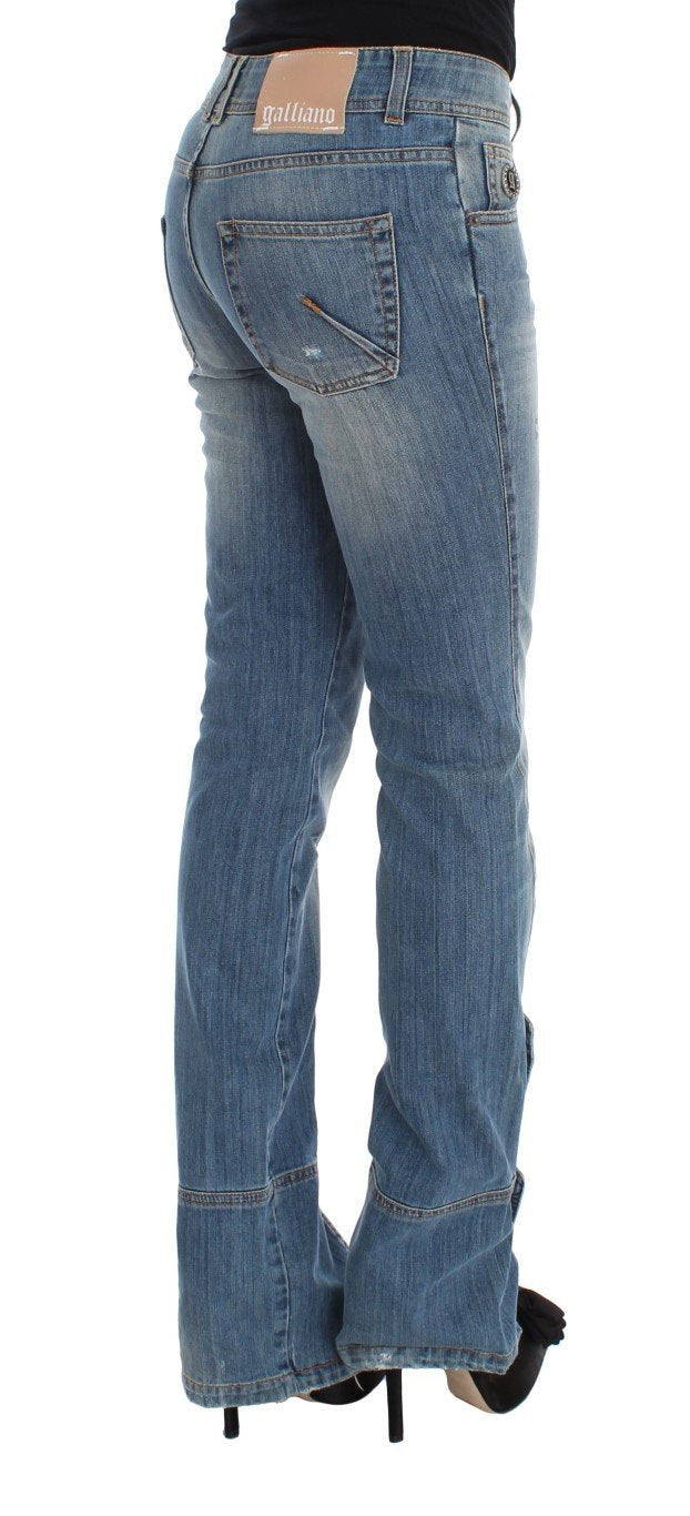 Blue Wash Cotton Blend Slim Fit Bootcut Jeans