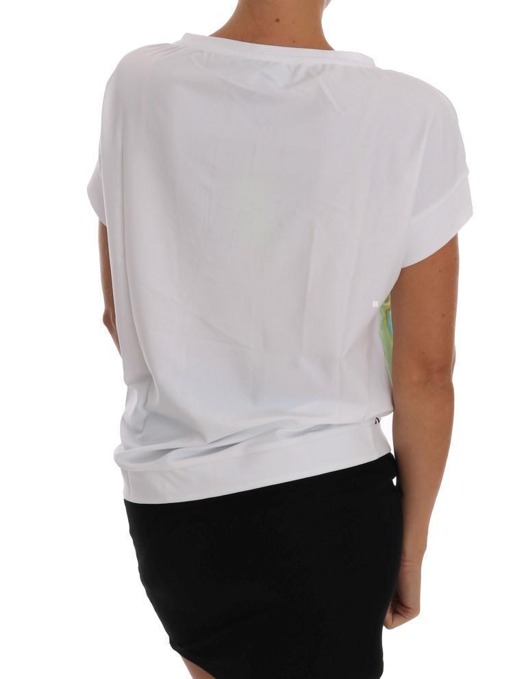 White Stretch Motive Blouse Top