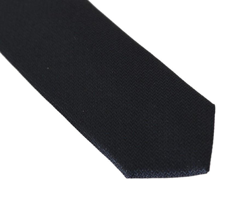 Blue Silk Patterned Slim Tie