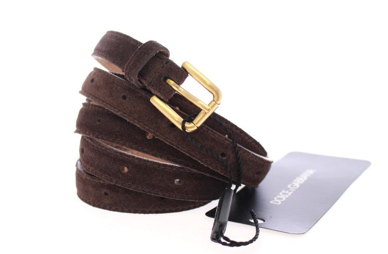 Brown Suede Leather Logo Belt