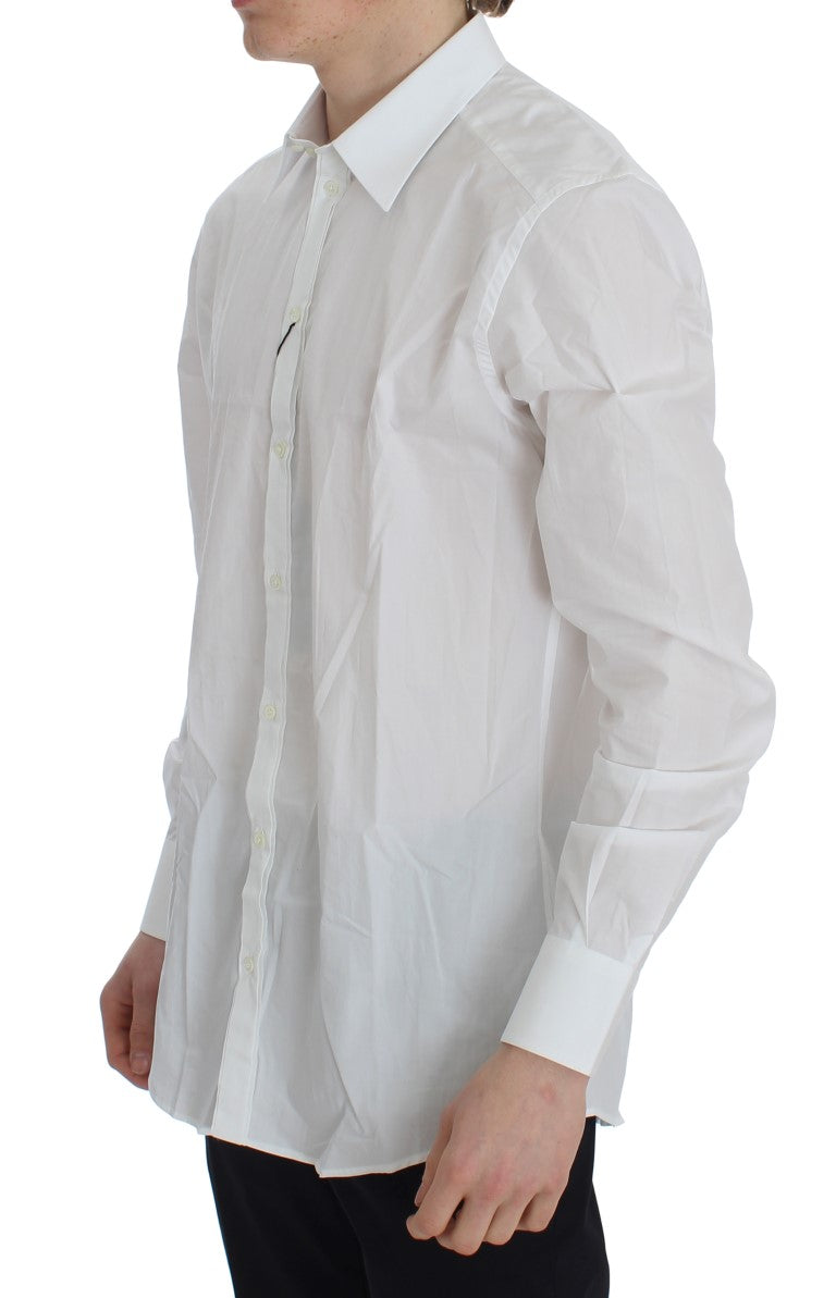 White Cotton Slim GOLD Formal Shirt