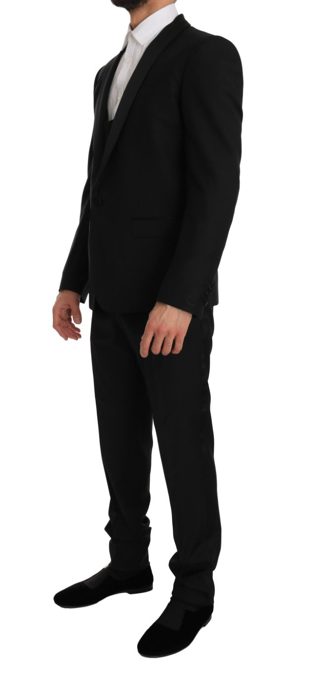 Black Wool Silk MARTINI Slim Smoking Suit