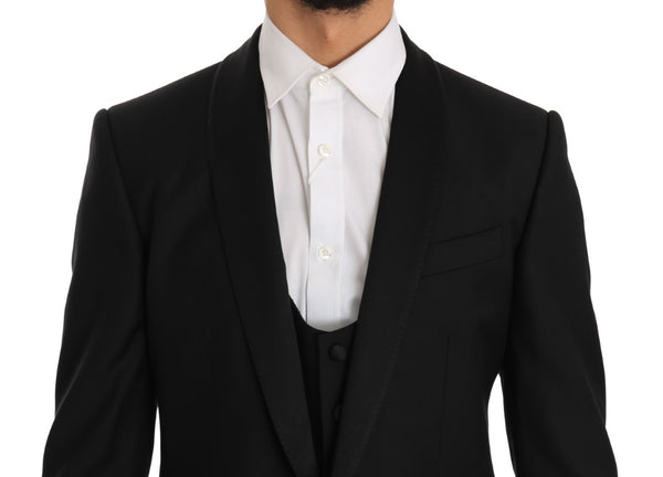Black Wool Silk MARTINI Slim Smoking Suit
