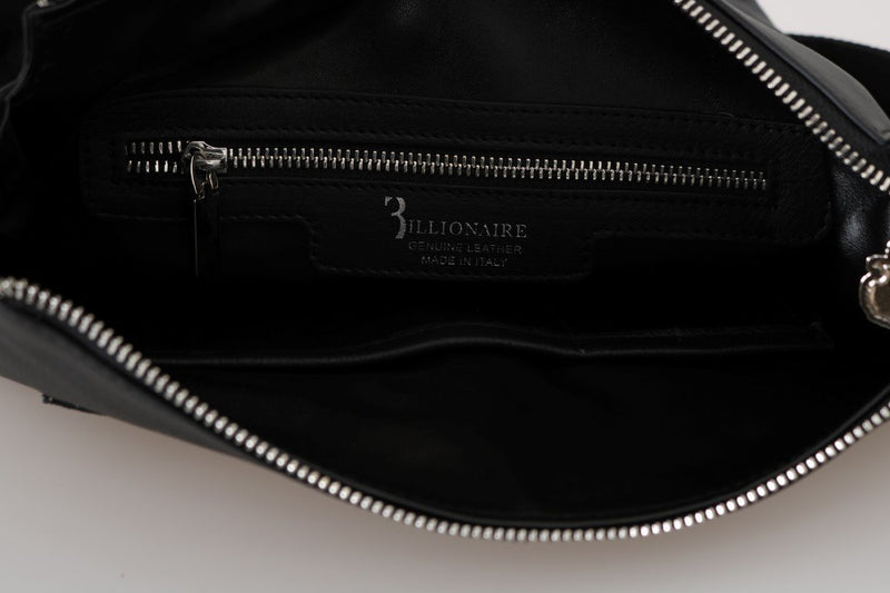 Black Leather Messenger Shoulder Bag