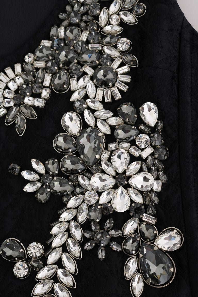 Black Brocade Crystal Vest