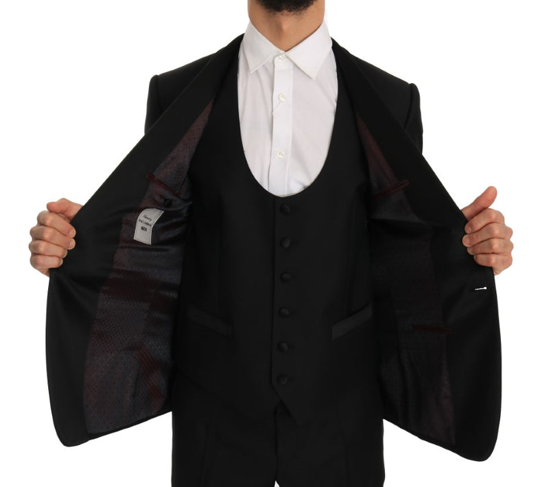 Black Wool Silk MARTINI Slim Smoking Suit