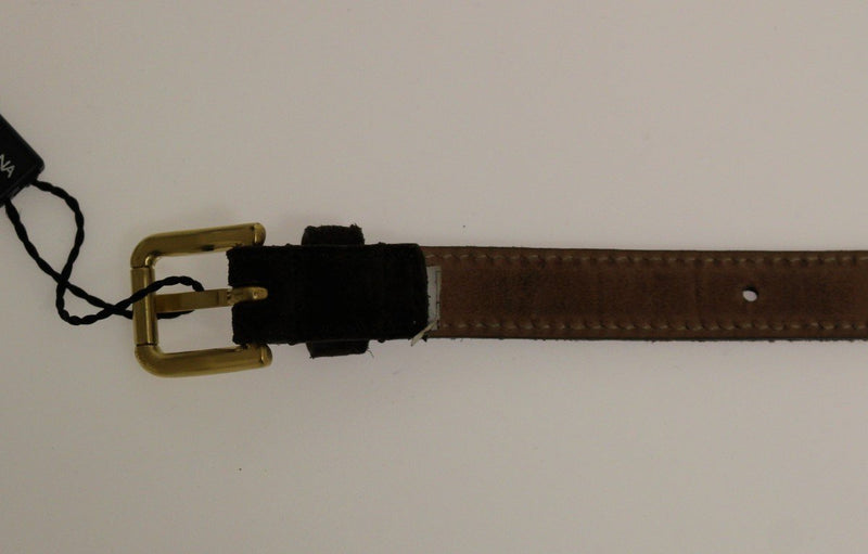Brown Suede Leather Logo Belt