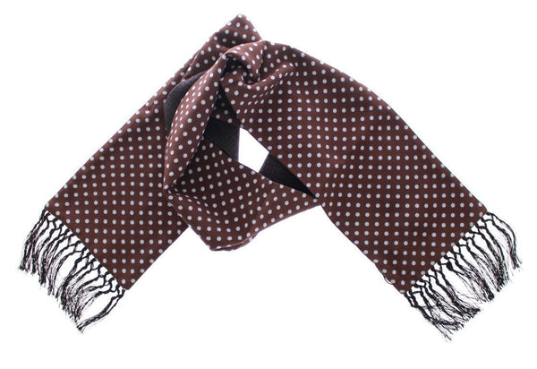 Scarf Men's Brown Polka Dotted Virgin Wool