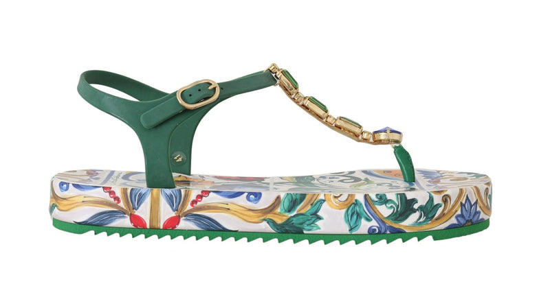 Majolica Crystal Green Sandals