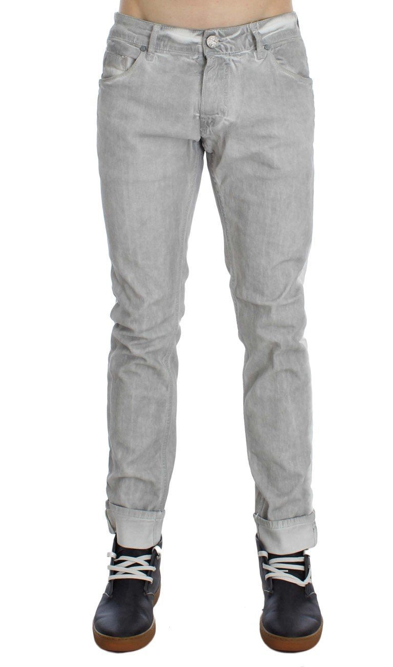 Gray Wash Cotton Stretch Slim Skinny Fit Jeans