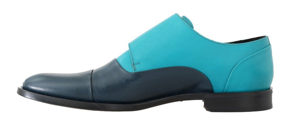 Blue Leather Buckle Strap Dress Shoes