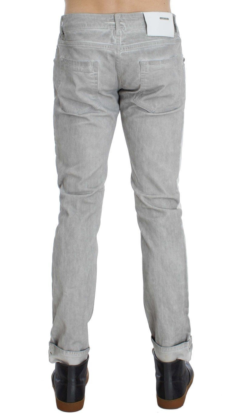 Gray Wash Cotton Stretch Slim Skinny Fit Jeans