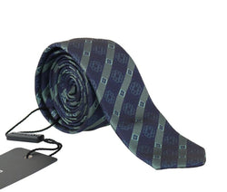 Blue Silk Striped Skinny Tie