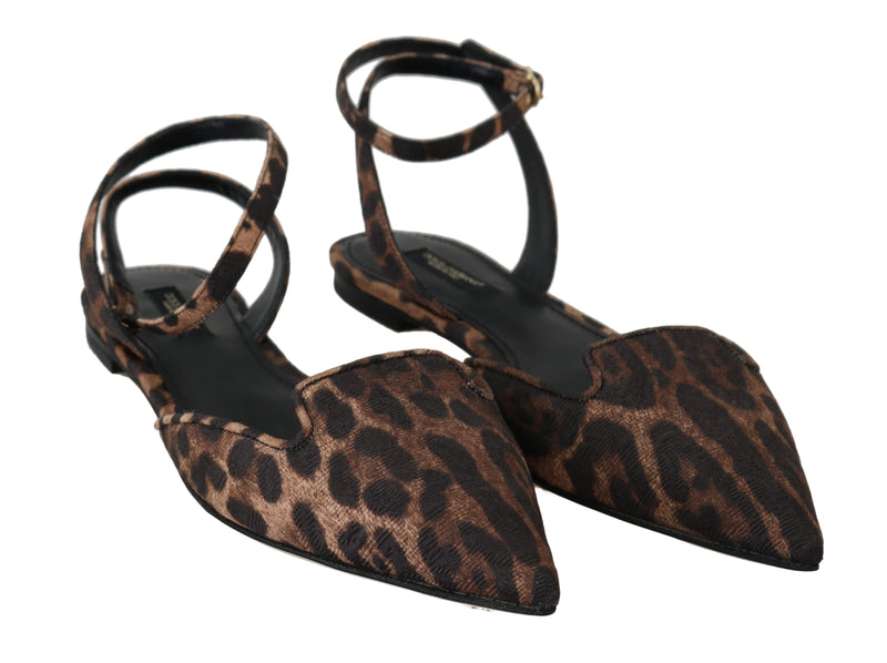 Flats Brown Leopard Brocade Ankle