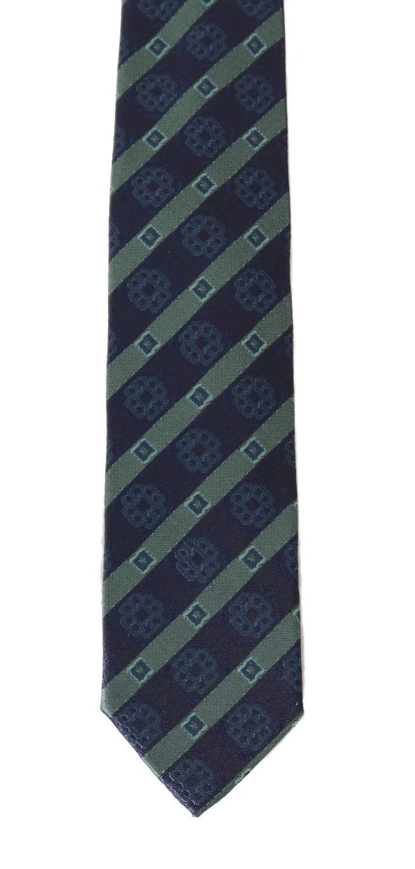 Blue Silk Striped Skinny Tie