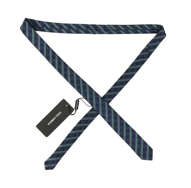 Blue Silk Striped Skinny Tie