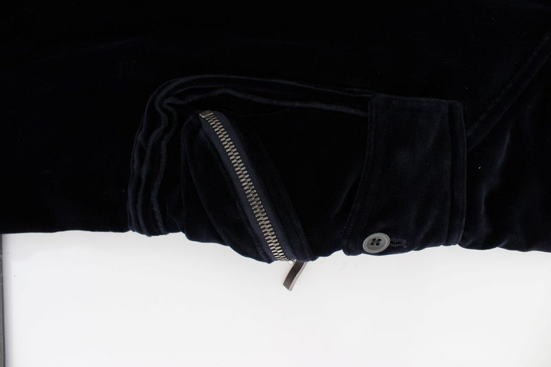 Blue Cotton Blend Loose Fit Cargo Pants