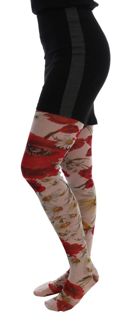 Multicolor Daisy Floral Print Stockings Tights