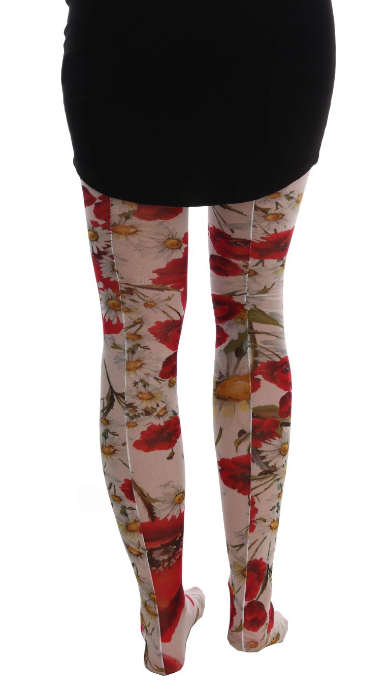 Multicolor Daisy Floral Print Stockings Tights