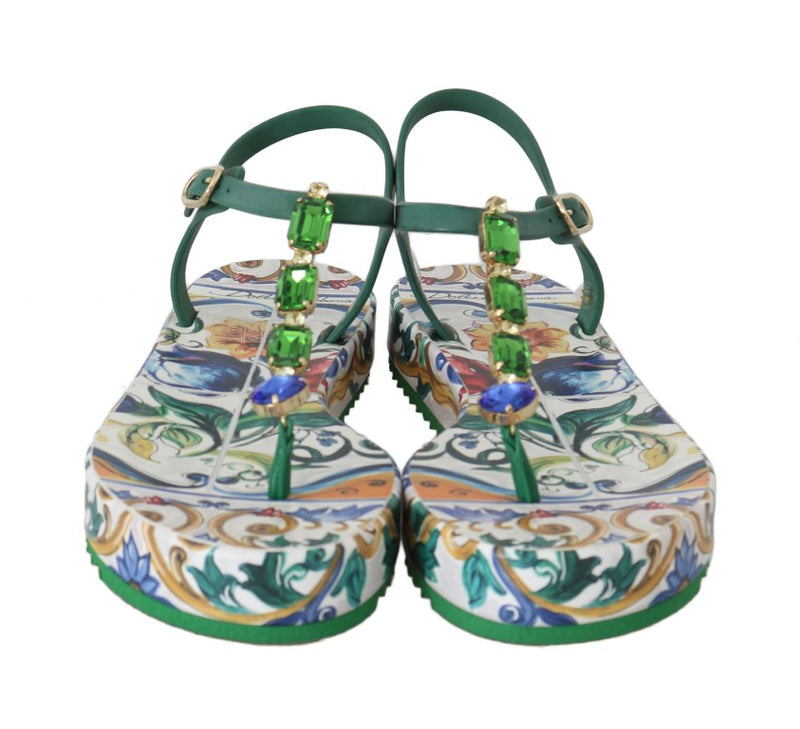 Majolica Crystal Green Sandals