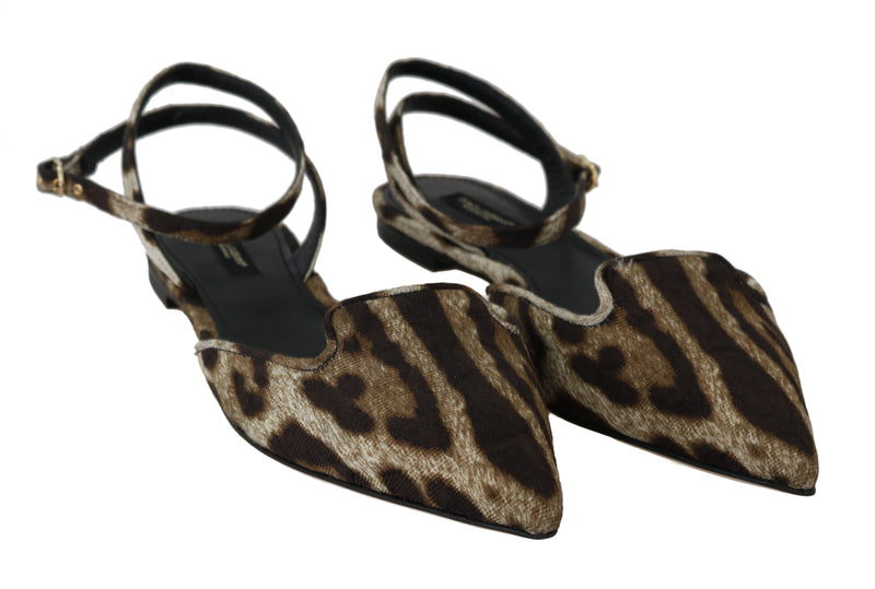 Flats Brown Leopard Brocade Ankle
