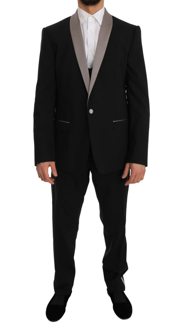 Black Wool Silk MARTINI Slim Smoking Suit