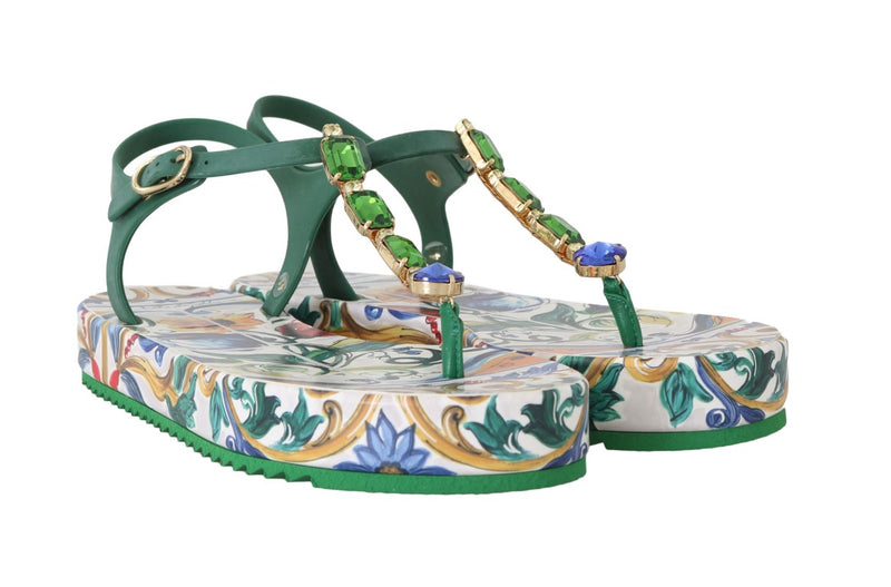 Majolica Crystal Green Sandals