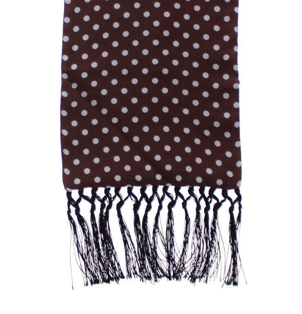 Scarf Men's Brown Polka Dotted Virgin Wool