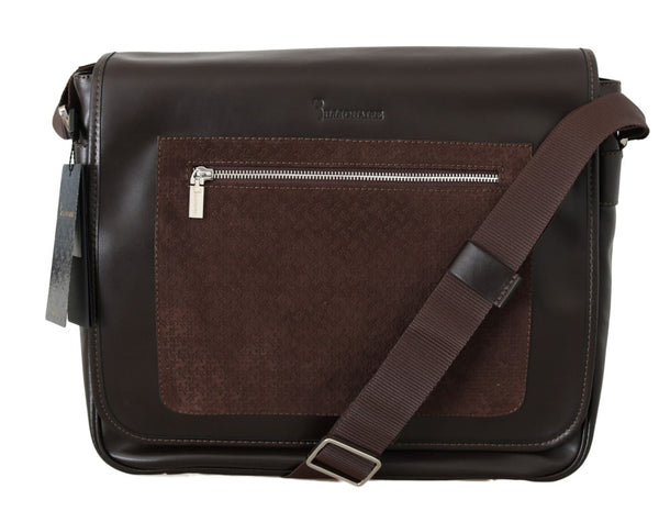 Brown Leather Messenger Shoulder Bag