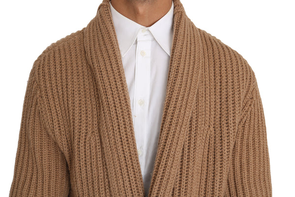 Beige Knitted Camel Wrap Sweater