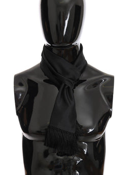 Black Silk Fringes Scarf