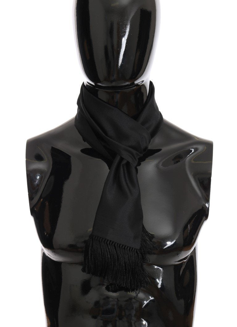 Black Silk Fringes Scarf