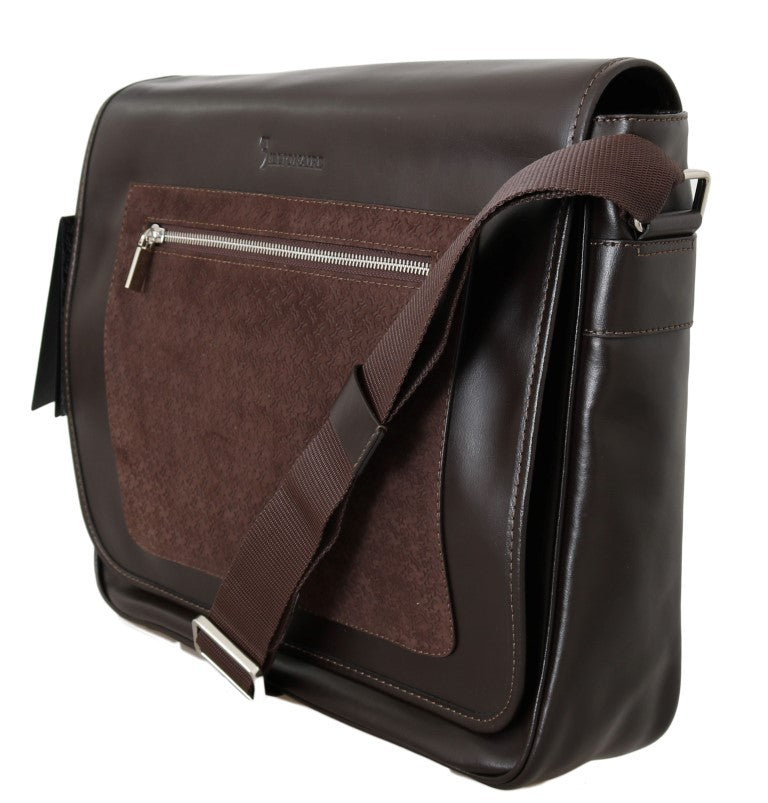 Brown Leather Messenger Shoulder Bag