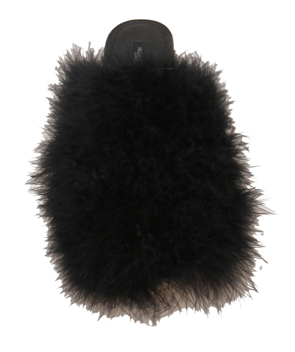Black Plumage Fluffy Mules Slippers