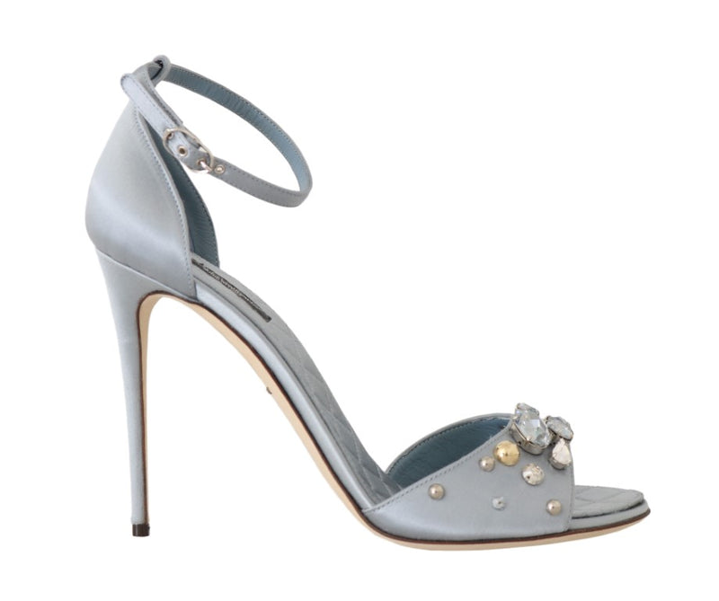 Blue Silk Crystal Studded Sandal