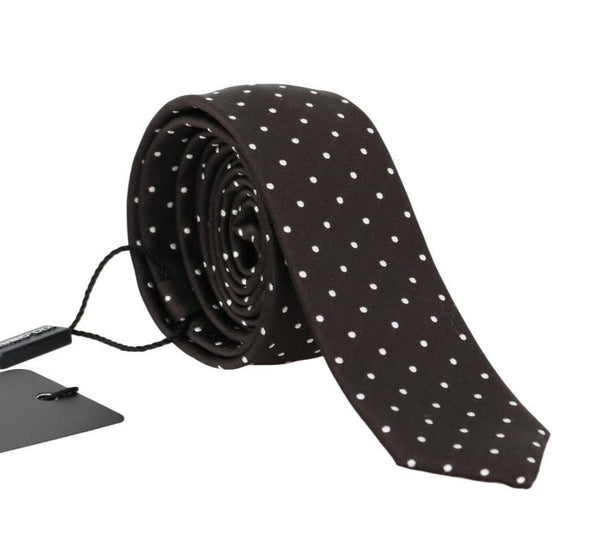 Brown Silk Polka Dot Slim Tie