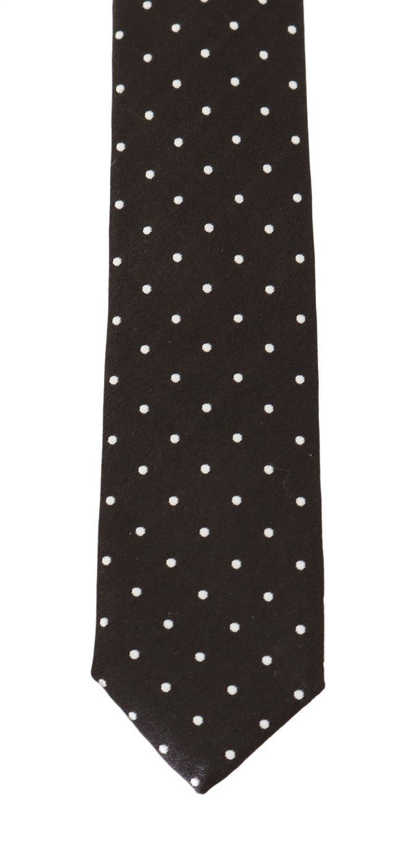 Brown Silk Polka Dot Slim Tie