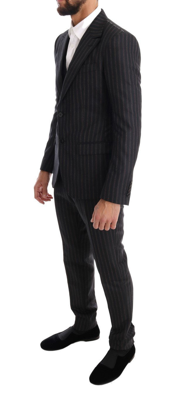 Black Striped 3 Piece Slim Fit Suit