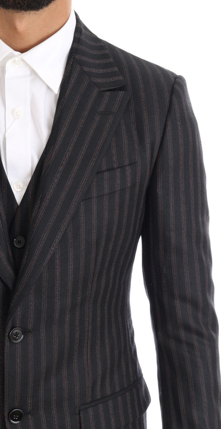 Black Striped 3 Piece Slim Fit Suit