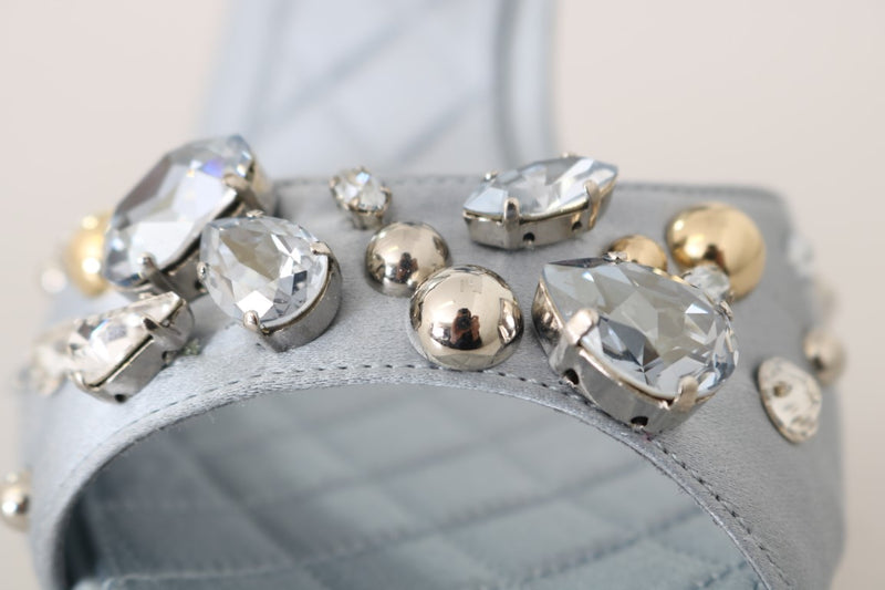 Blue Silk Crystal Studded Sandal