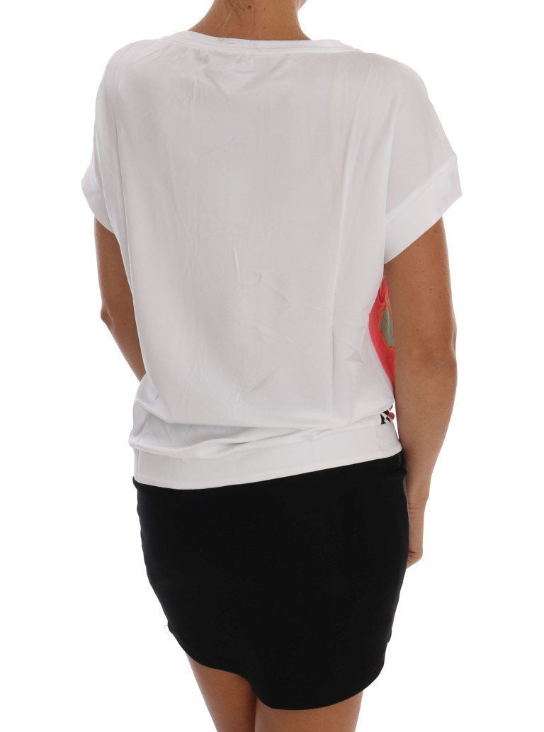 White Stretch Motive Blouse Top