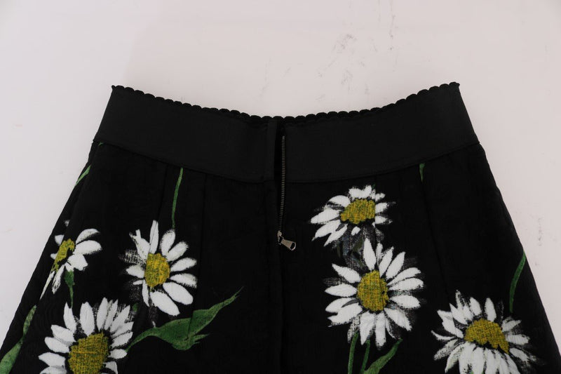 Black Embellished Daisy Brocade Skirt
