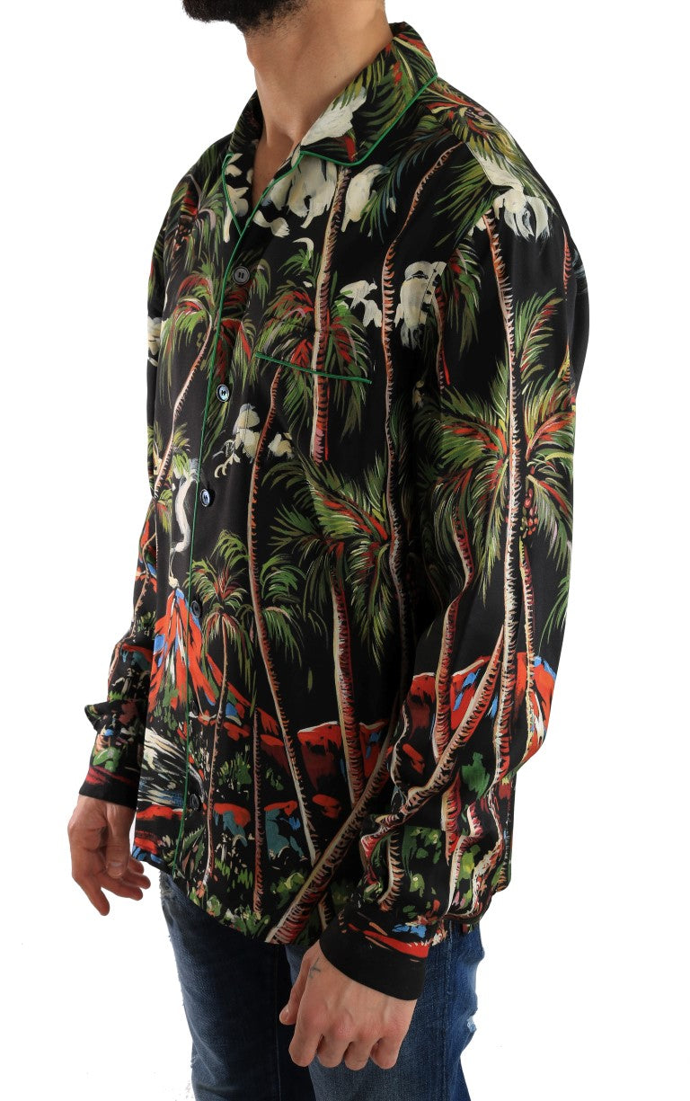 Multicolor Silk Jungle Print Shirt