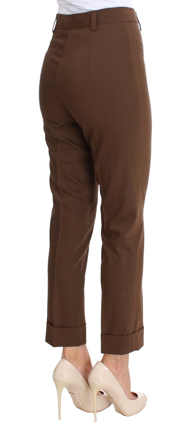 Brown Wool Stretch Cropped Pants