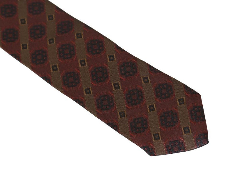 Bordeaux Silk Yellow Blue Slim Tie