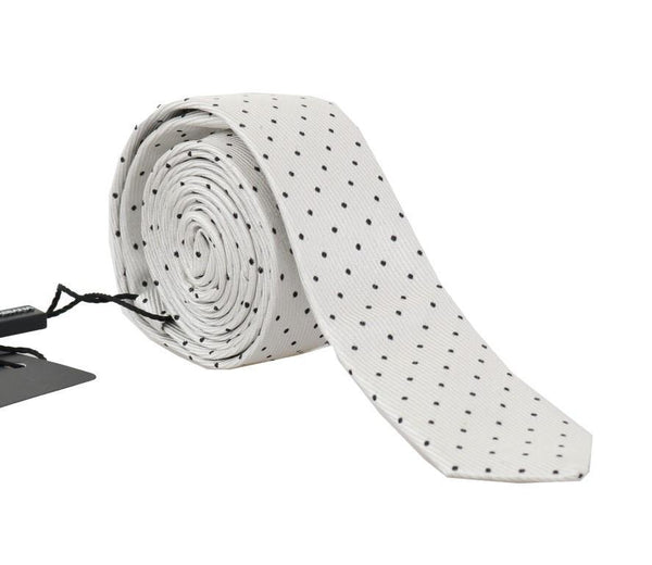 White Silk Polka Dot Slim Tie