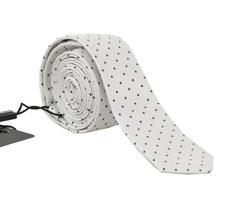 White Silk Polka Dot Slim Tie